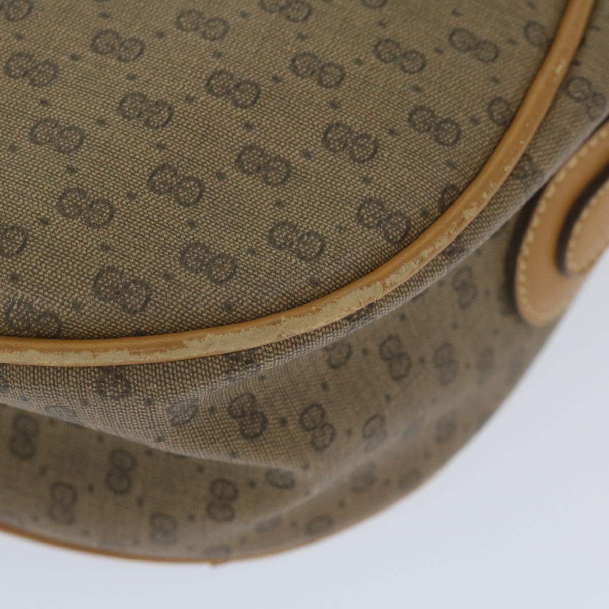 GUCCI Micro GG Canvas Web Sherry Line Shoulder Bag PVC Beige Green Auth yk9514