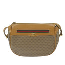 GUCCI Micro GG Canvas Web Sherry Line Shoulder Bag PVC Beige Green Auth yk9514-13