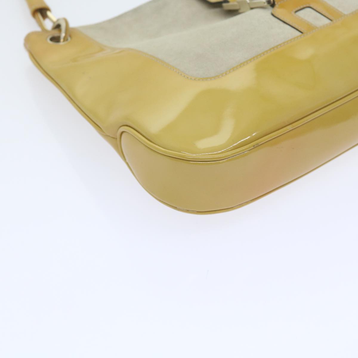 GUCCI Jackie Shoulder Bag Patent leather Suede Yellow 001 4149 Auth yk9517