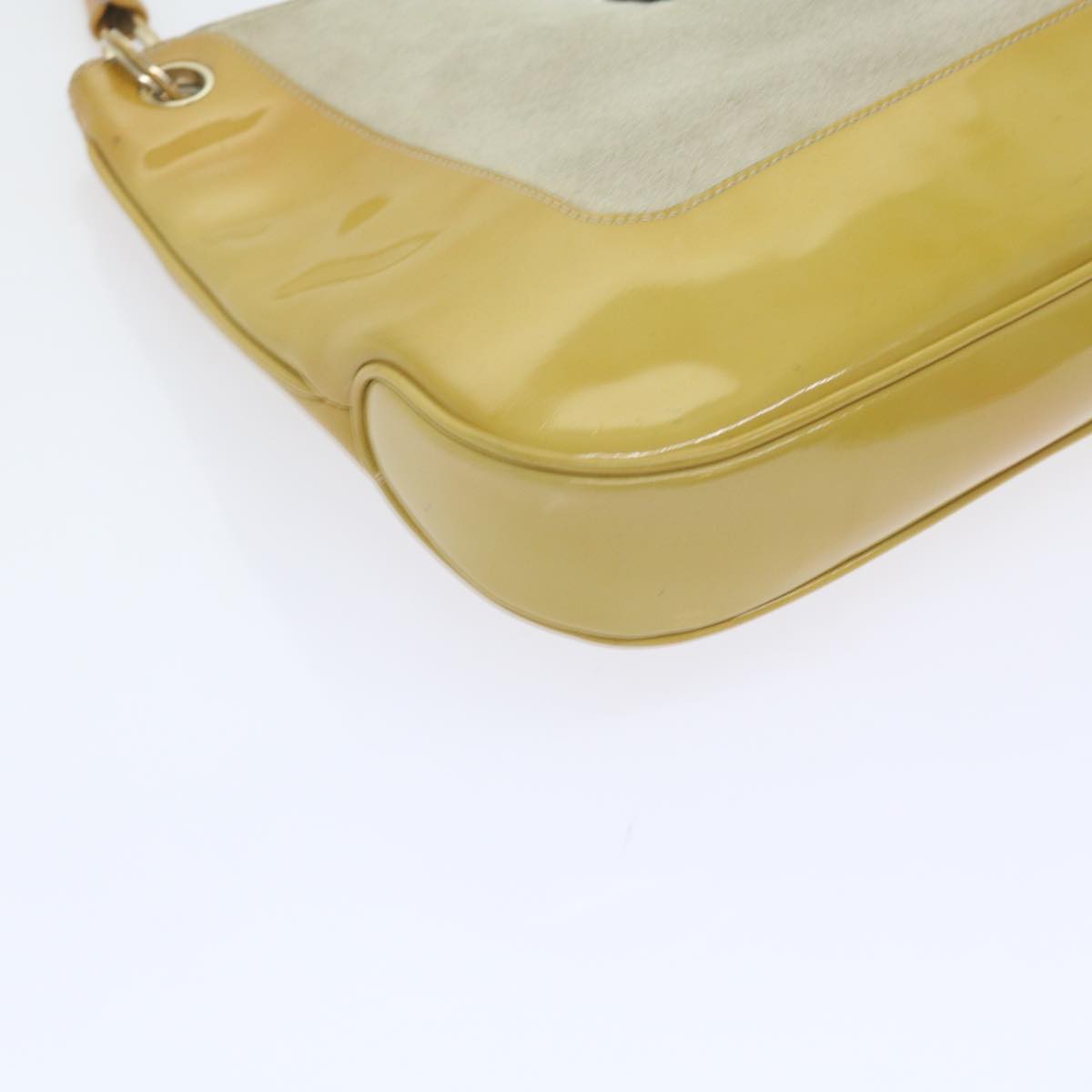 GUCCI Jackie Shoulder Bag Patent leather Suede Yellow 001 4149 Auth yk9517