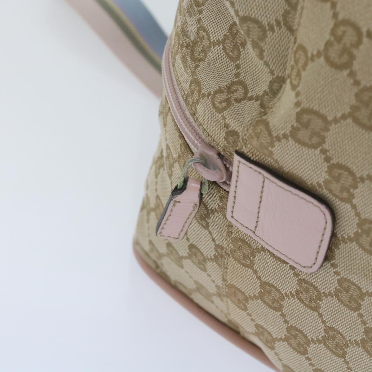 GUCCI GG Canvas Sherry Line Boston Bag Beige Light Blue Pink 153240 Auth yk9531