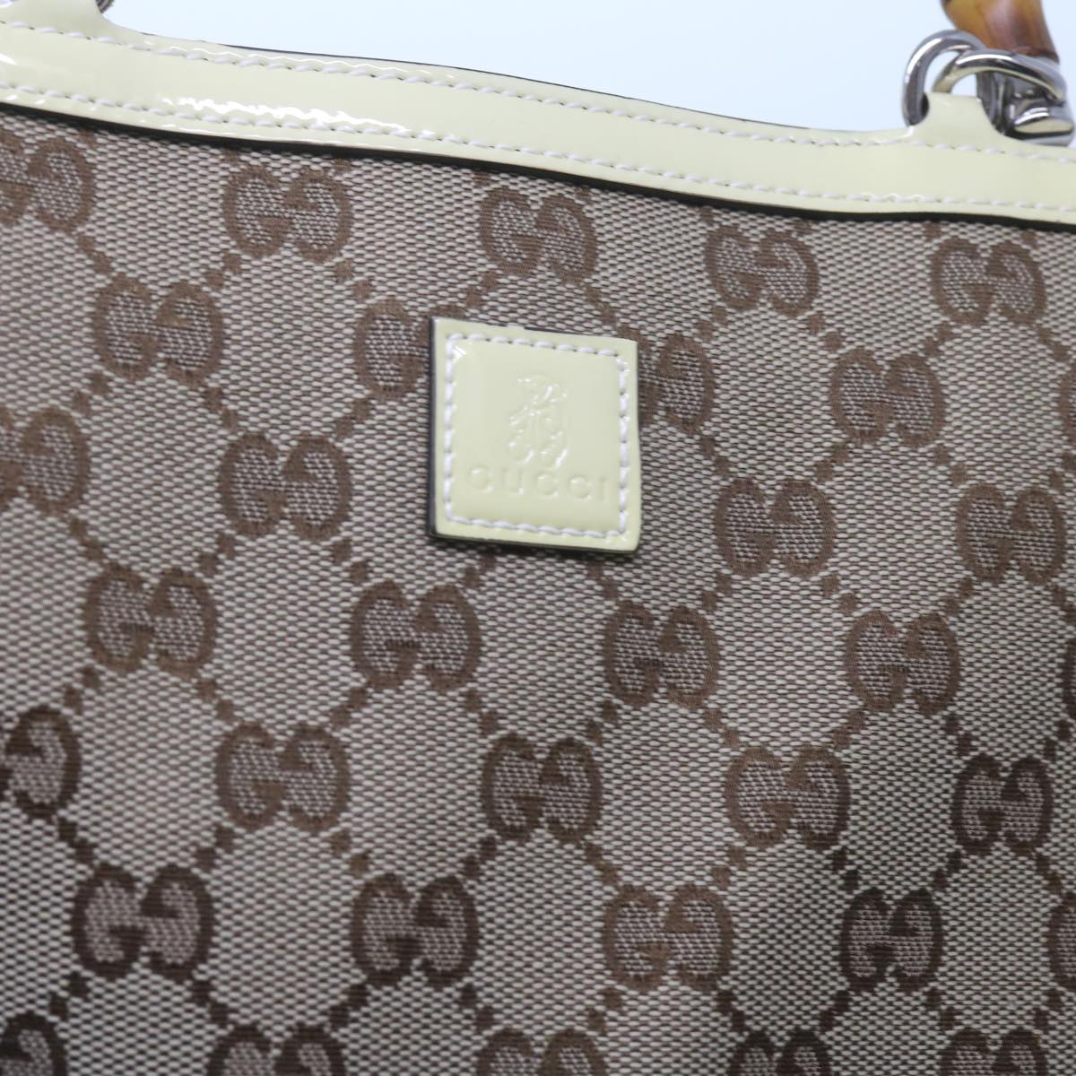 GUCCI GG Canvas Bamboo Hand Bag Beige 311175 Auth yk9538