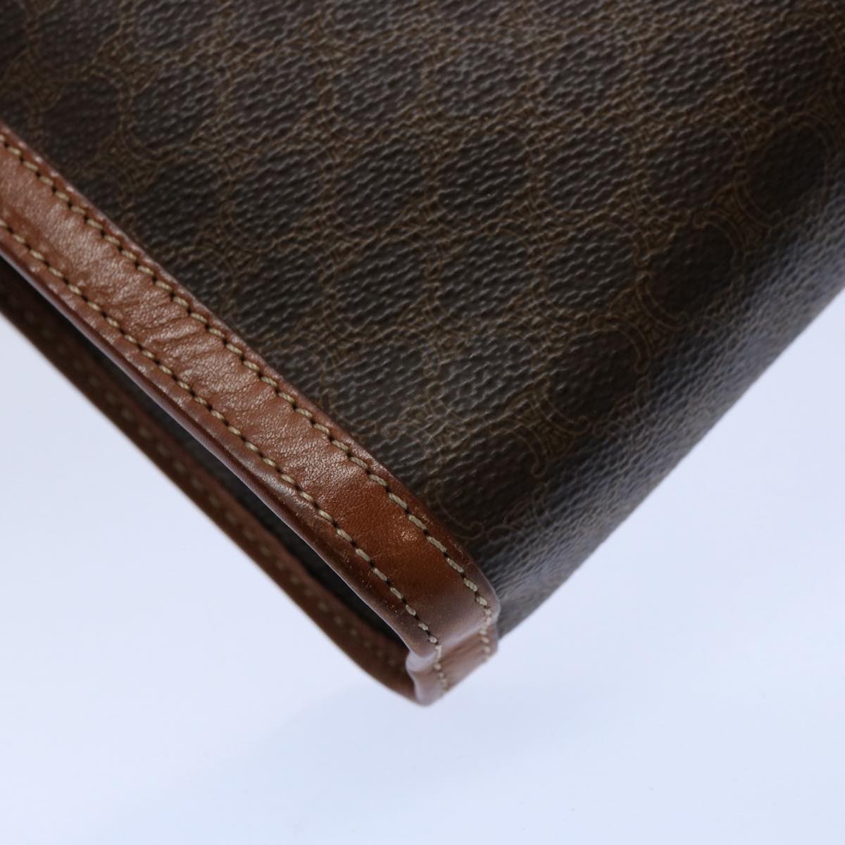 CELINE Macadam Canvas Clutch Bag PVC Leather Brown Auth yk9555
