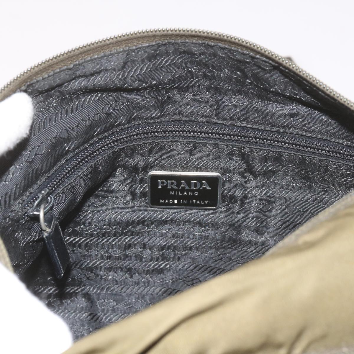 PRADA Shoulder Bag Nylon Khaki Auth yk9557