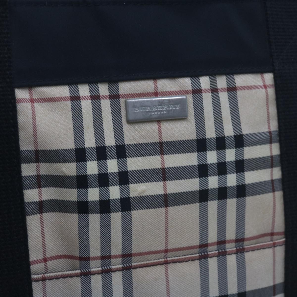 BURBERRY Nova Check Tote Bag Nylon Beige Auth yk9604