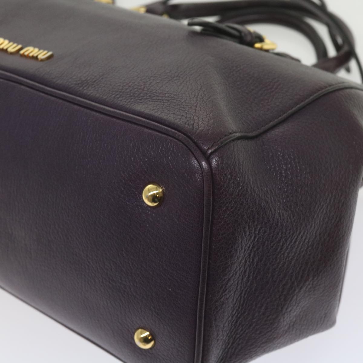 Miu Miu Madras Hand Bag Leather 2way Purple Auth yk9615