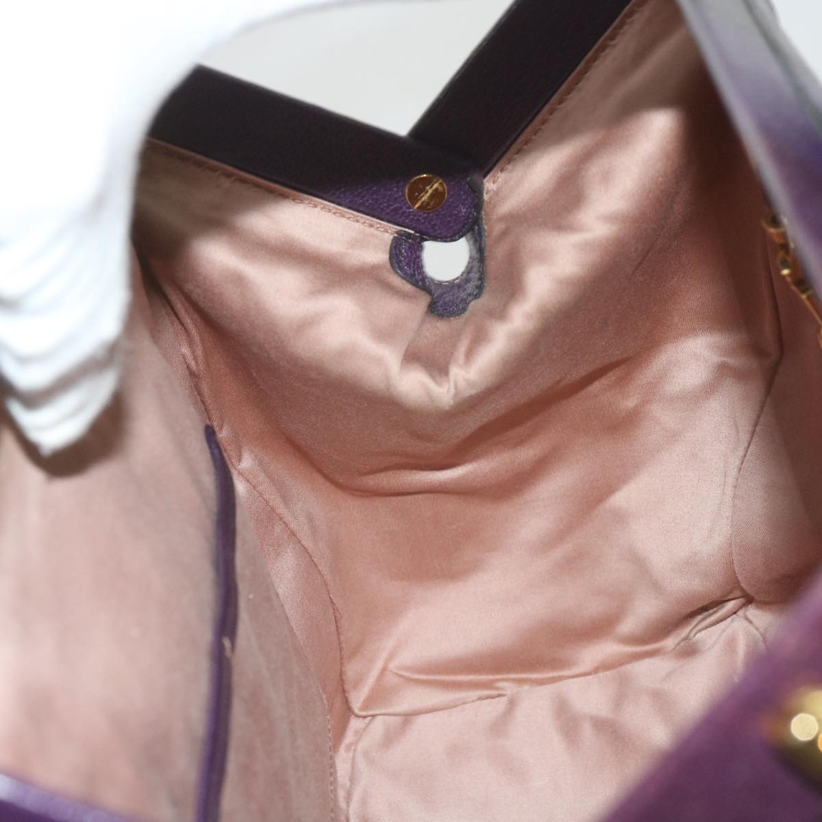 Miu Miu Madras Hand Bag Leather 2way Purple Auth yk9615