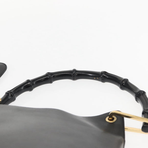 GUCCI Bamboo Shoulder Bag Leather Black 001 2058 Auth yk9616
