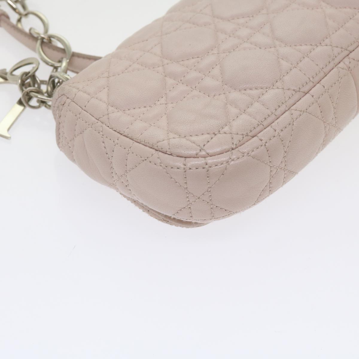 Christian Dior Lady Dior Canage Chain Shoulder Bag Lamb Skin Pink Auth yk9631