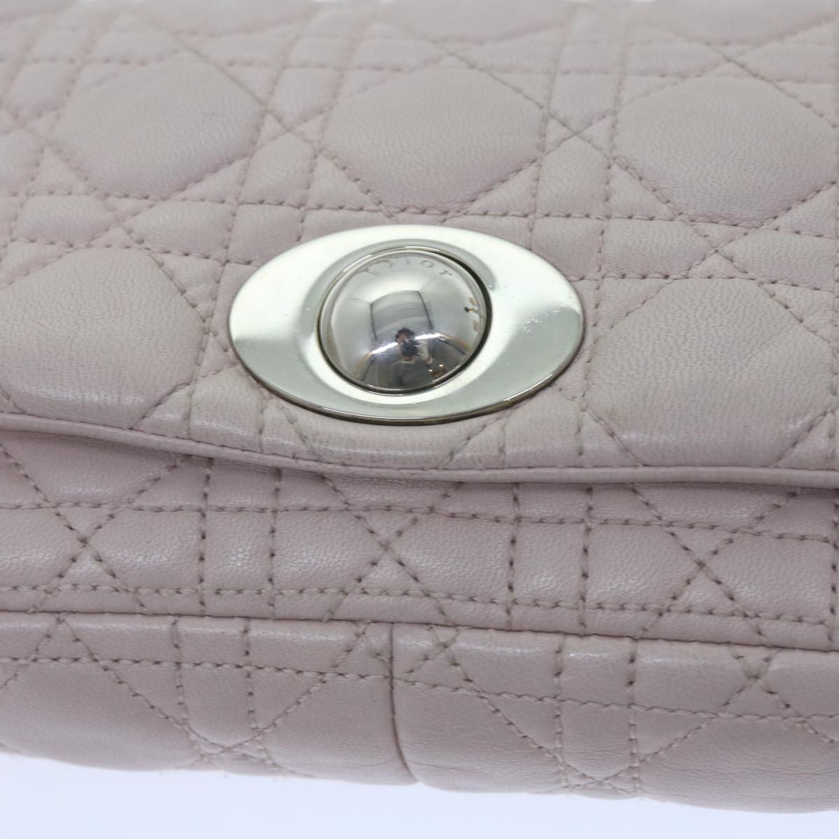 Christian Dior Lady Dior Canage Chain Shoulder Bag Lamb Skin Pink Auth yk9631