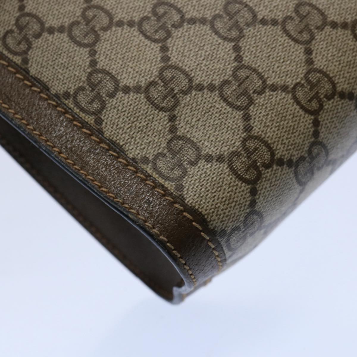 GUCCI GG Supreme Web Sherry Line Clutch Bag Beige Green 89 01 002 Auth yk9700