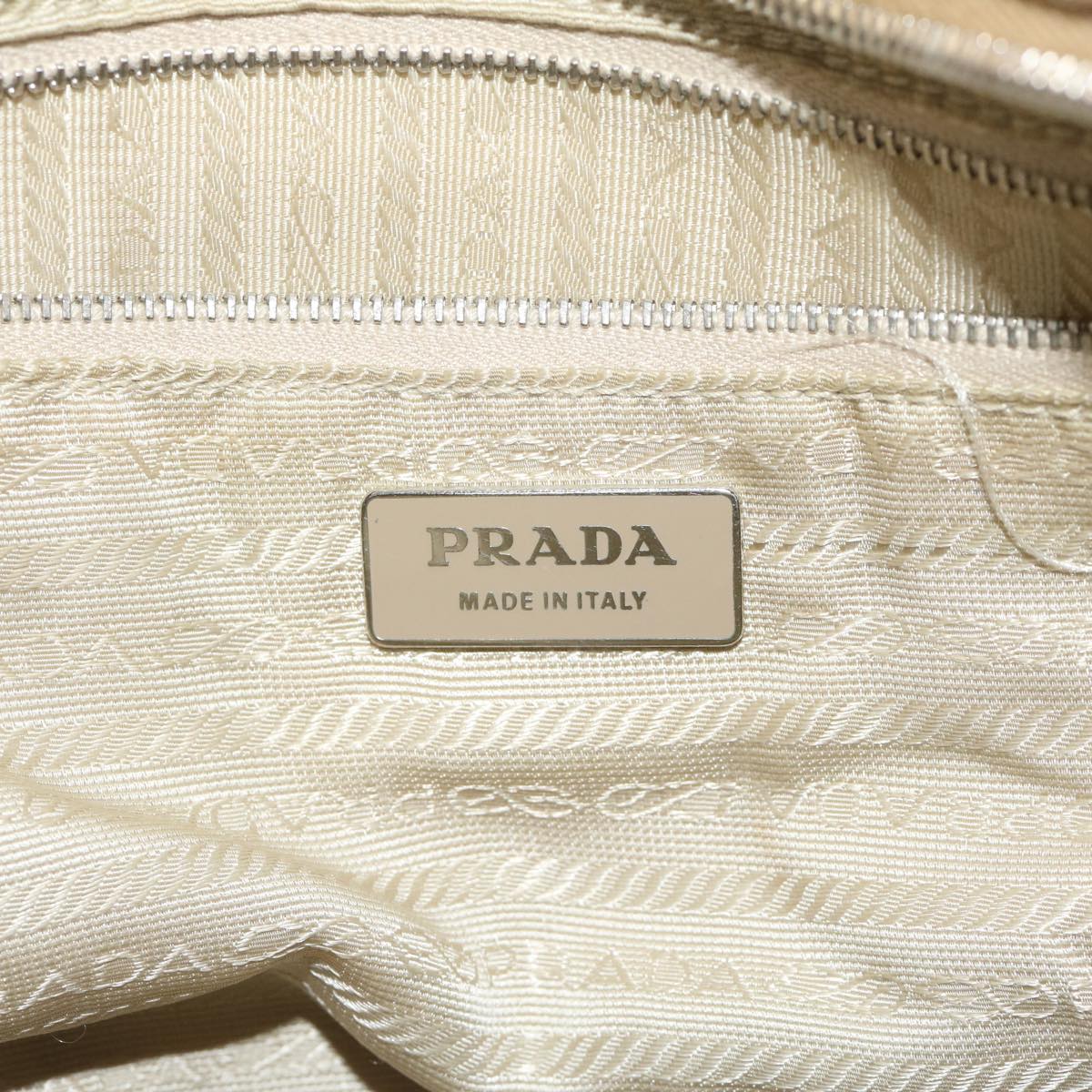 PRADA Shoulder Bag Nylon Beige Auth yk9734