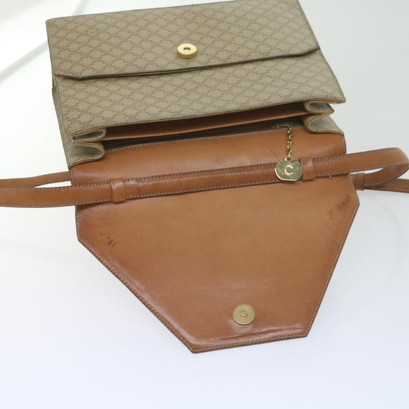 CELINE Macadam Canvas Shoulder Bag PVC Beige Brown Auth yk9762