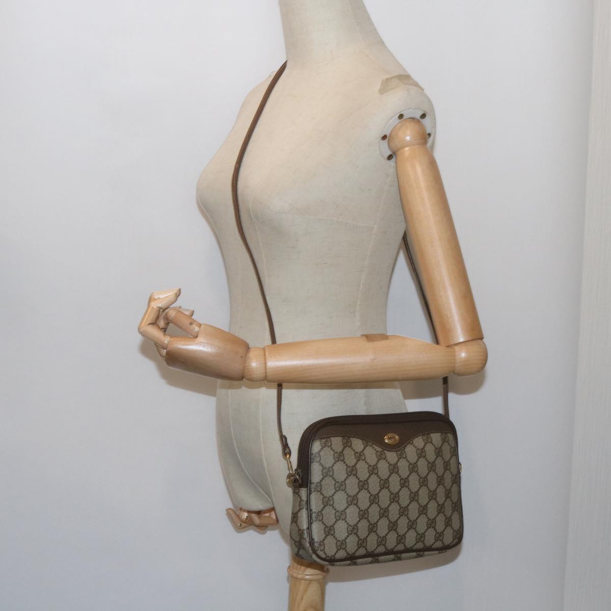 GUCCI GG Canvas Shoulder Bag PVC Beige Auth yk9779