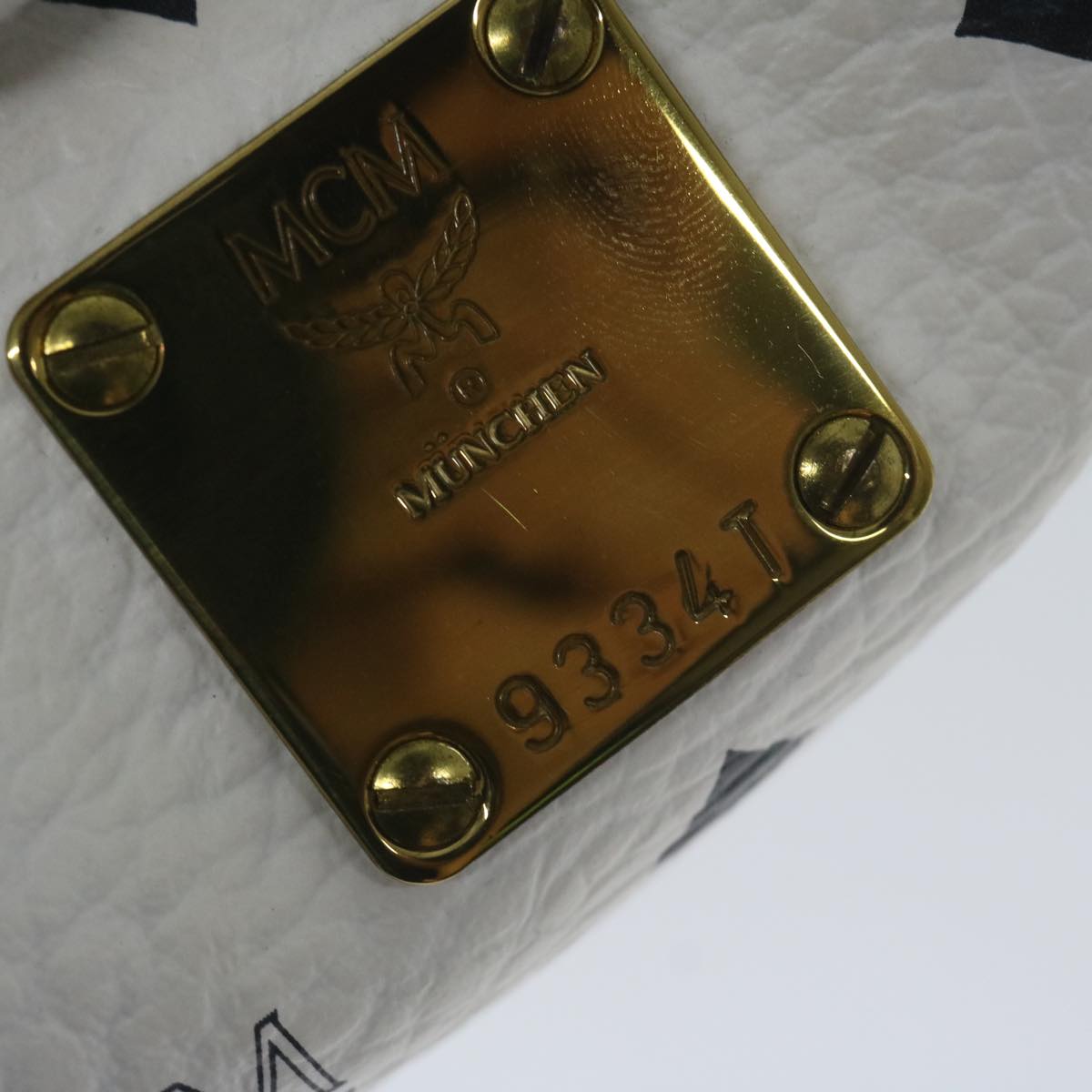 MCM Vicetos Logogram Clutch Bag PVC Leather White Auth yk9888