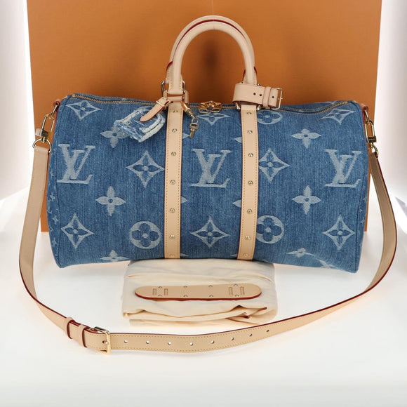 LOUIS VUITTON Monogram Denim Keepall Bandouliere 45 Bag M24315 LV Auth yk9898SM