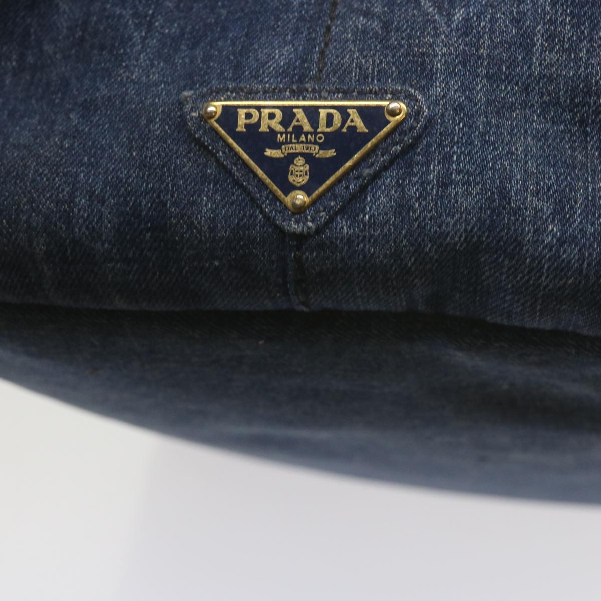 PRADA Canapa GM Hand Bag Denim Blue Auth yk9903