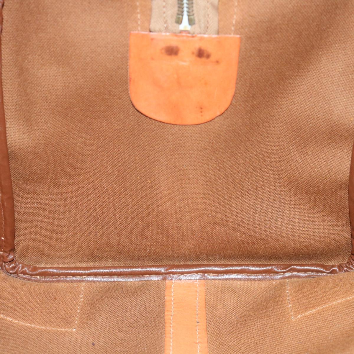 CELINE Macadam Canvas Boston Bag PVC Leather Brown Auth yk9937
