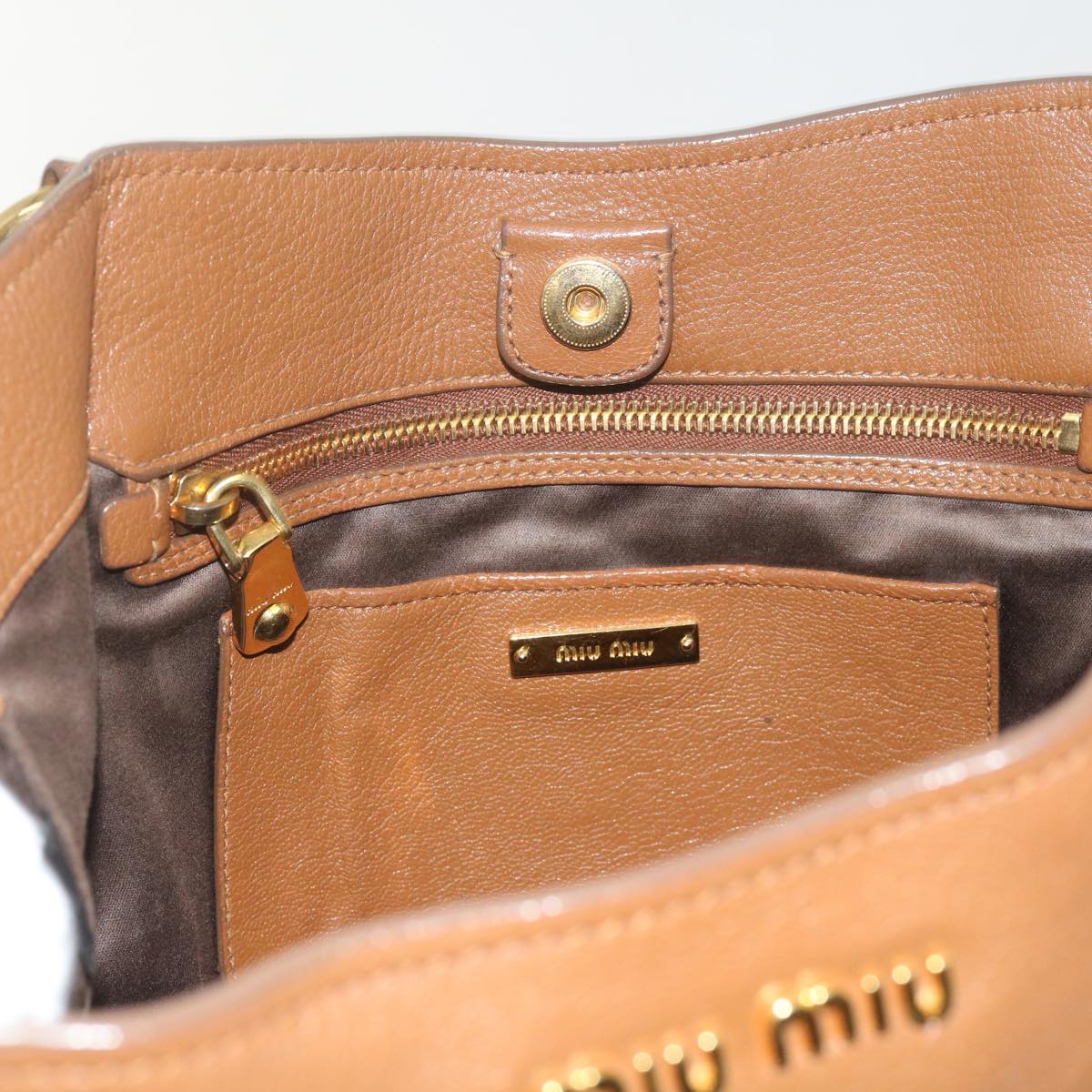 Miu Miu Hand Bag Leather Brown Auth yk9945
