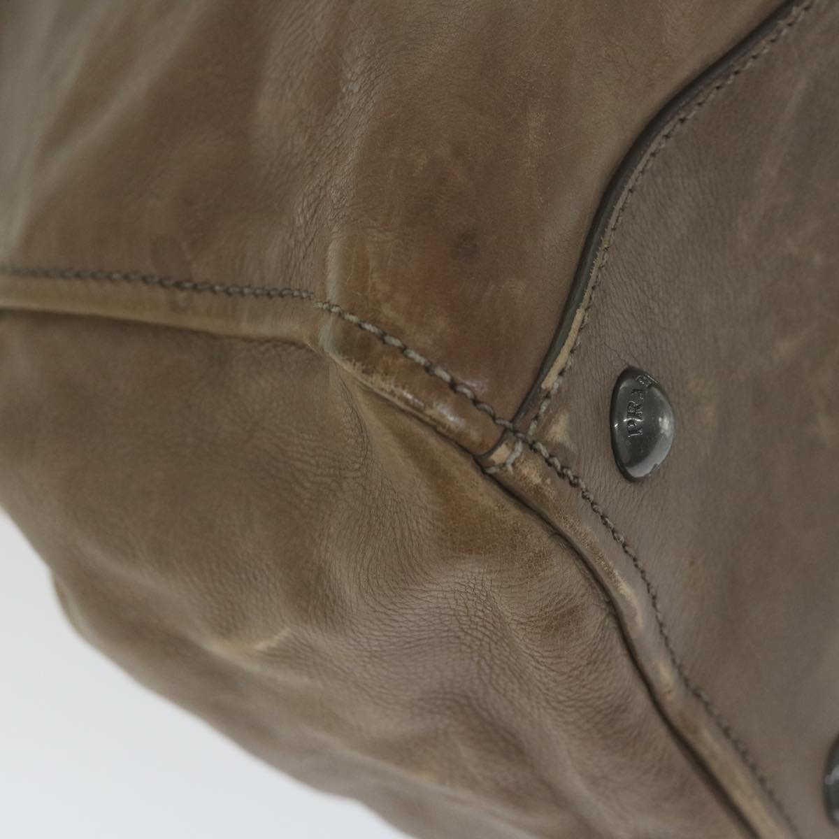 PRADA Hand Bag Leather Brown Auth yk9949