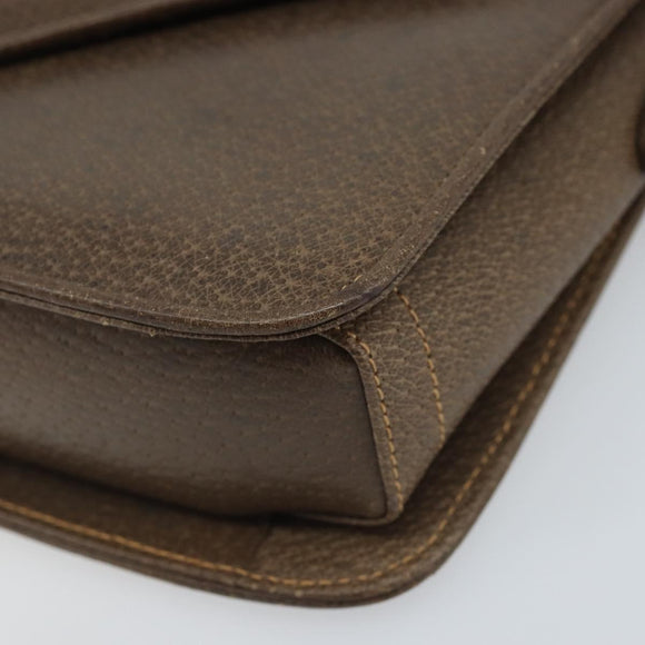 GUCCI Shoulder Bag Leather Gray Gold Auth YKZ007