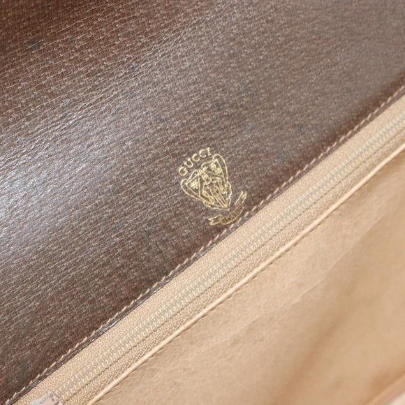 GUCCI Shoulder Bag Leather Gray Gold Auth YKZ007