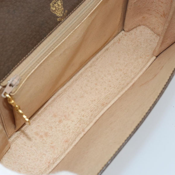 GUCCI Shoulder Bag Leather Gray Gold Auth YKZ007