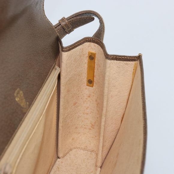 GUCCI Shoulder Bag Leather Gray Gold Auth YKZ007