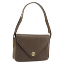 GUCCI Shoulder Bag Leather Gray Gold Auth YKZ007-1