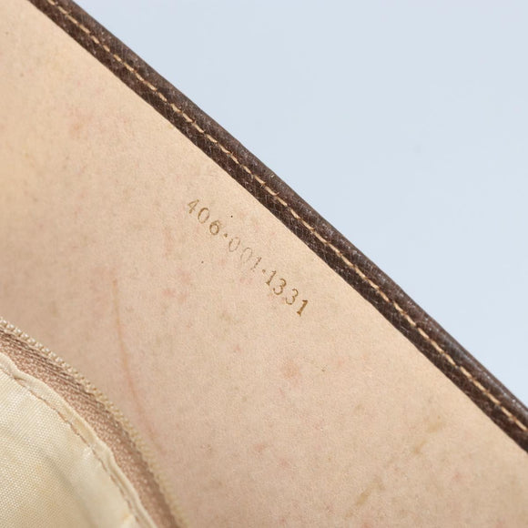 GUCCI Shoulder Bag Leather Gray Gold Auth YKZ007