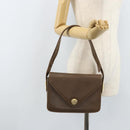 GUCCI Shoulder Bag Leather Gray Gold Auth YKZ007-24