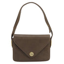 GUCCI Shoulder Bag Leather Gray Gold Auth YKZ007-13