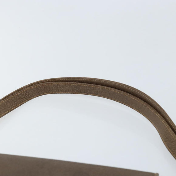 GUCCI Shoulder Bag Leather Gray Gold Auth YKZ007