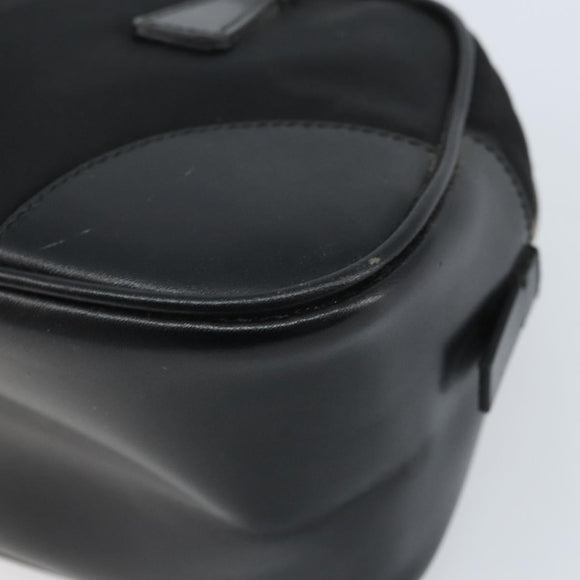 PRADA Hand Pouch Bag Nylon Black Silver Auth YKZ009