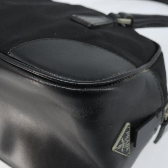 PRADA Hand Pouch Bag Nylon Black Silver Auth YKZ009