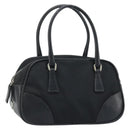 PRADA Hand Pouch Bag Nylon Black Silver Auth YKZ009-1