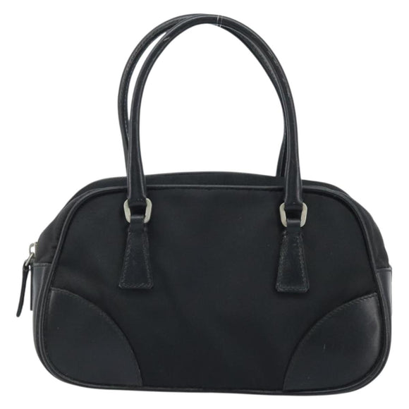 PRADA Hand Pouch Bag Nylon Black Silver Auth YKZ009