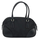PRADA Hand Pouch Bag Nylon Black Silver Auth YKZ009-2