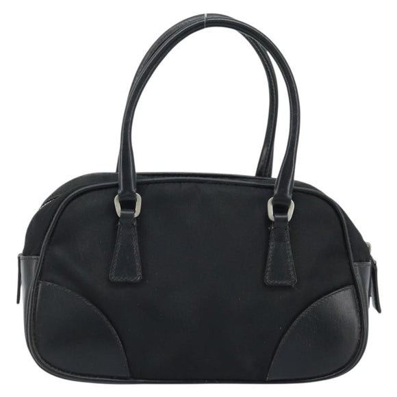 PRADA Hand Pouch Bag Nylon Black Silver Auth YKZ009
