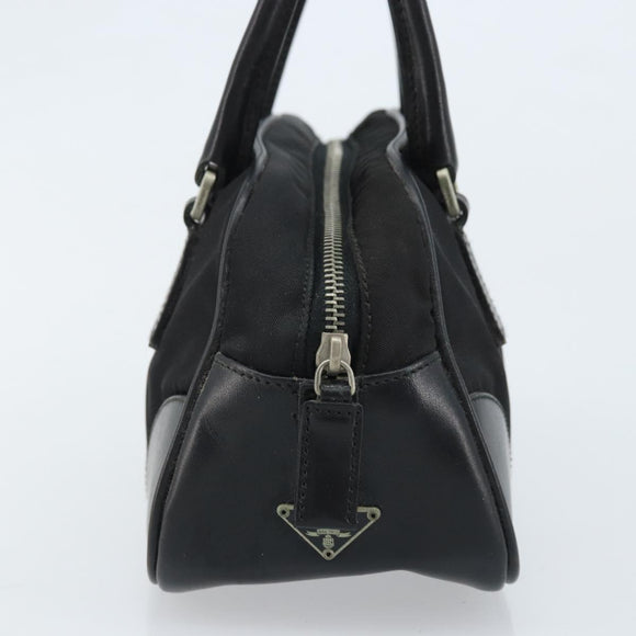 PRADA Hand Pouch Bag Nylon Black Silver Auth YKZ009