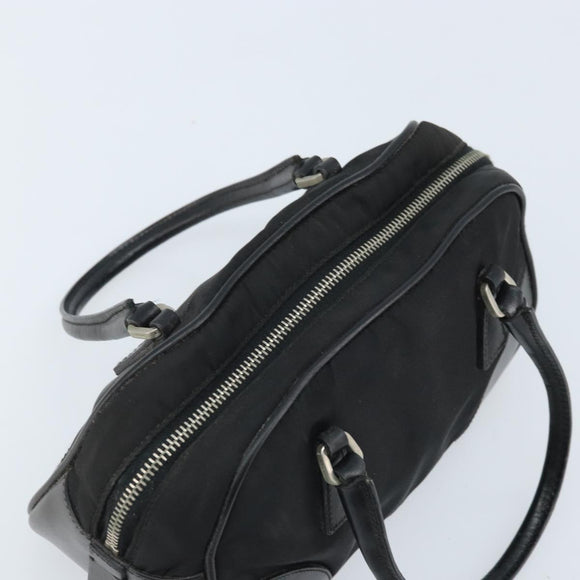 PRADA Hand Pouch Bag Nylon Black Silver Auth YKZ009