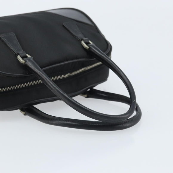 PRADA Hand Pouch Bag Nylon Black Silver Auth YKZ009