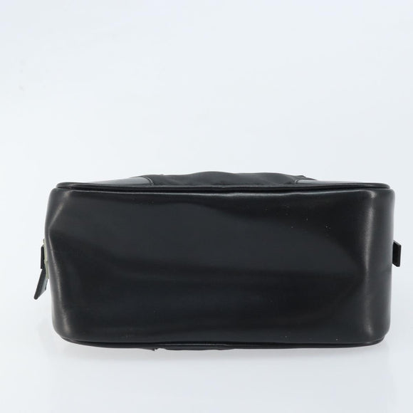 PRADA Hand Pouch Bag Nylon Black Silver Auth YKZ009