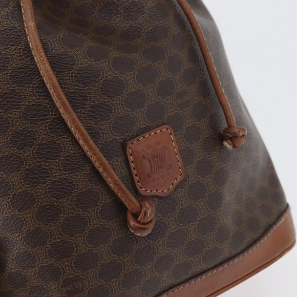 CELINE Macadam Canvas Shoulder Bag PVC Leather Brown Gold Auth YKZ018