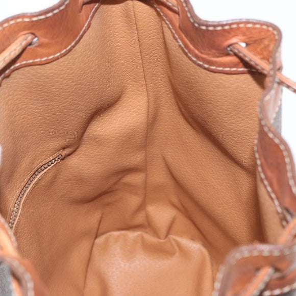 CELINE Macadam Canvas Shoulder Bag PVC Leather Brown Gold Auth YKZ018