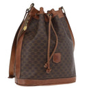 CELINE Macadam Canvas Shoulder Bag PVC Leather Brown Gold Auth YKZ018-1