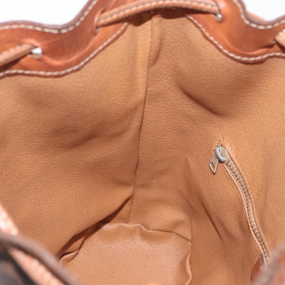 CELINE Macadam Canvas Shoulder Bag PVC Leather Brown Gold Auth YKZ018