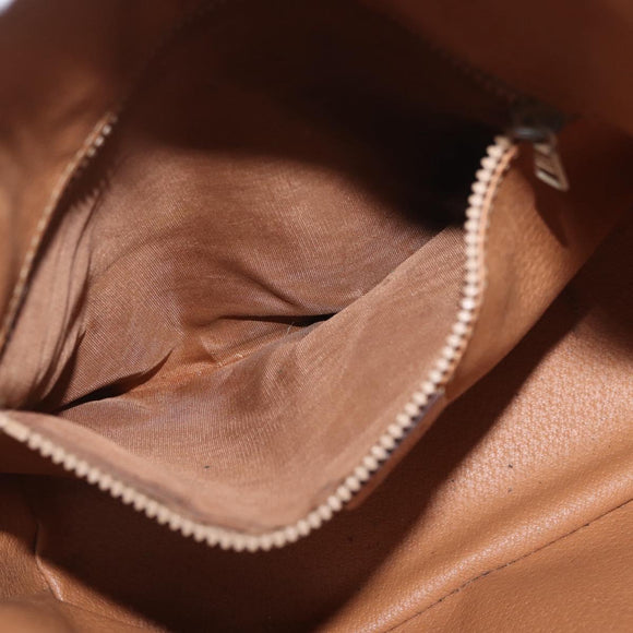CELINE Macadam Canvas Shoulder Bag PVC Leather Brown Gold Auth YKZ018