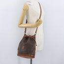 CELINE Macadam Canvas Shoulder Bag PVC Leather Brown Gold Auth YKZ018-24