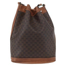 CELINE Macadam Canvas Shoulder Bag PVC Leather Brown Gold Auth YKZ018-2